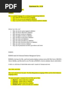 Experiment No. - 9, 10 Aim Theory::: To Study SQL Basics