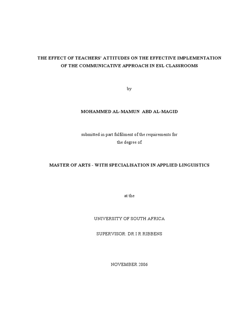 The Effect of Teachers' Attitudes On The Effective Implementation of ...