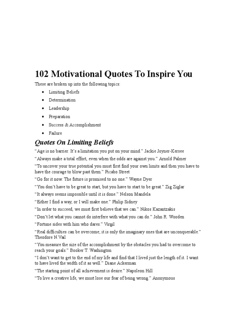 Motivational Quotes for Success | PDF | Sports