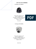 List of CCTV Cameras: 1/4 Sharp CCD 480TVL
