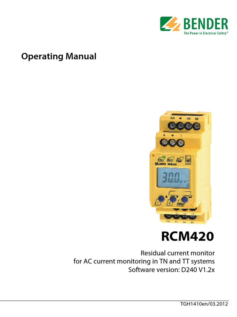 Bender Rcm420 Manual | PDF | Relay | Switch