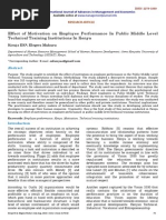 Effect of Motivation On Employee Performance in Public Middle Level Technical Training Institutions in Kenya