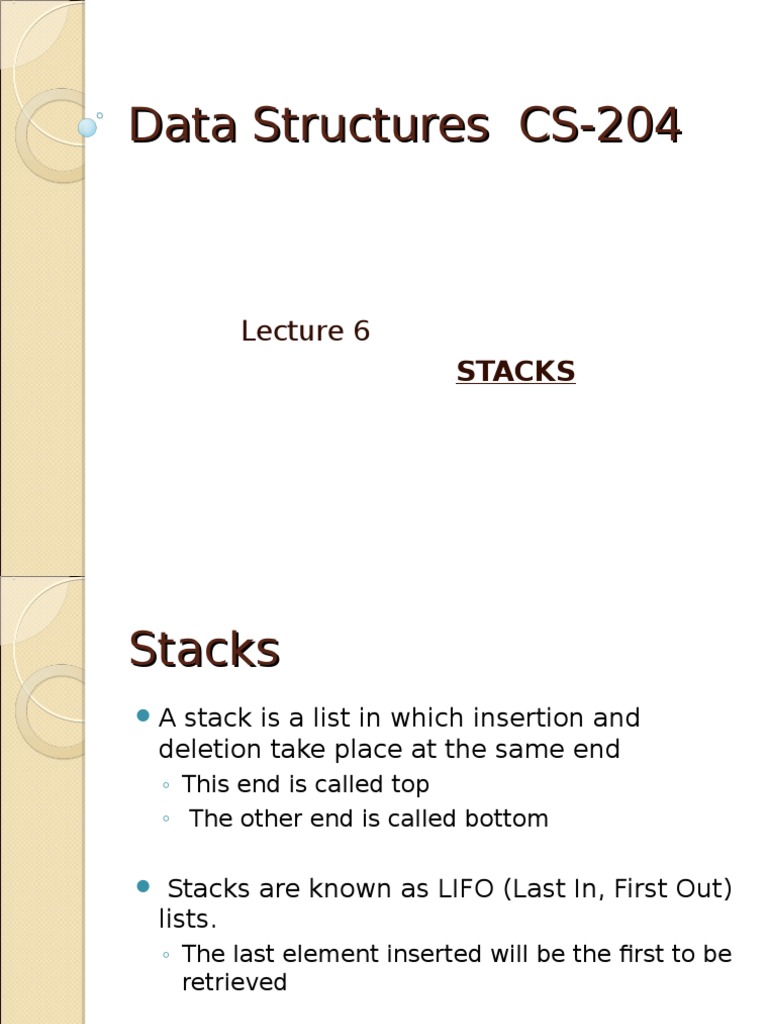 Lecture 6 Stacks | PDF | Variable (Computer Science) | Computer Engineering