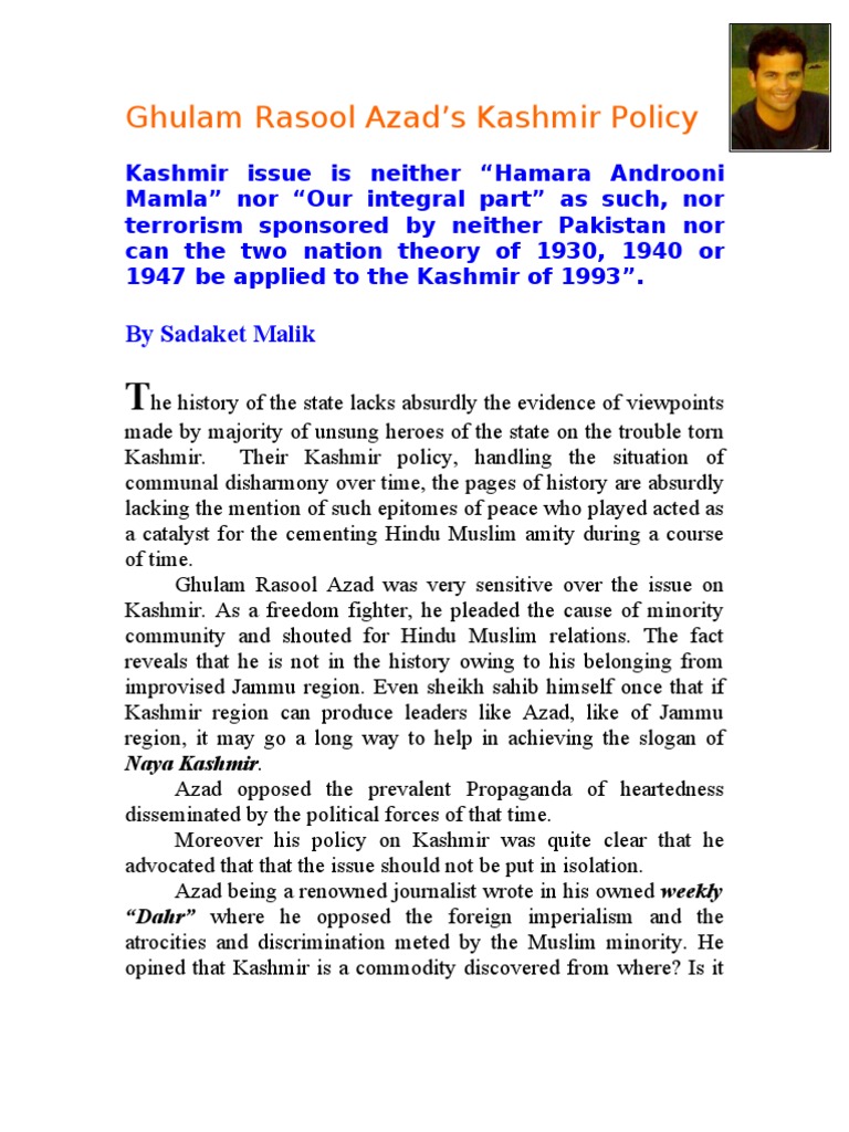 Azad's Vision for Kashmir Peace | PDF | Politics Of India | South Asia