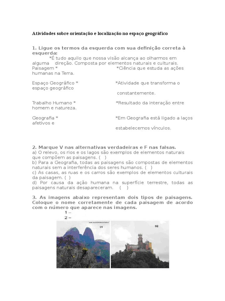 Atividades de Orientação Geográfica 6º Ano | PDF