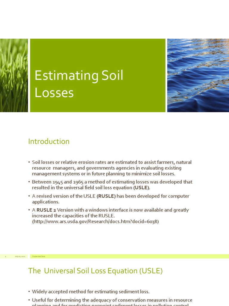 Estimating Soil Losses Using Universal Soil Loss Equation (USLE) | PDF ...