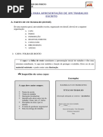 SUGESTÕES PARA APRESENTAÇÃO DE UM TRABALHO ESCRITO