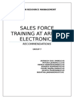 Sales Force Training at Arrow Electronics: Recommendations