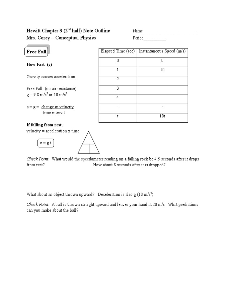Understanding Free Fall Dynamics | PDF | Speed | Acceleration