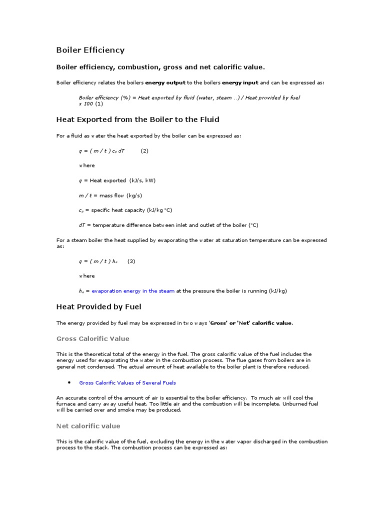Boiler Efficiency Calculations | PDF | Boiler | Steam