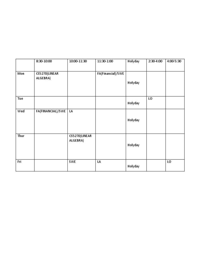 Time Table | PDF
