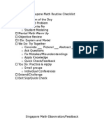 Singapore Math Routine Checklist