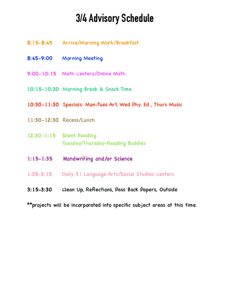 3/4 Grade Daily Schedule | PDF | Social Science | Foreign Language Studies