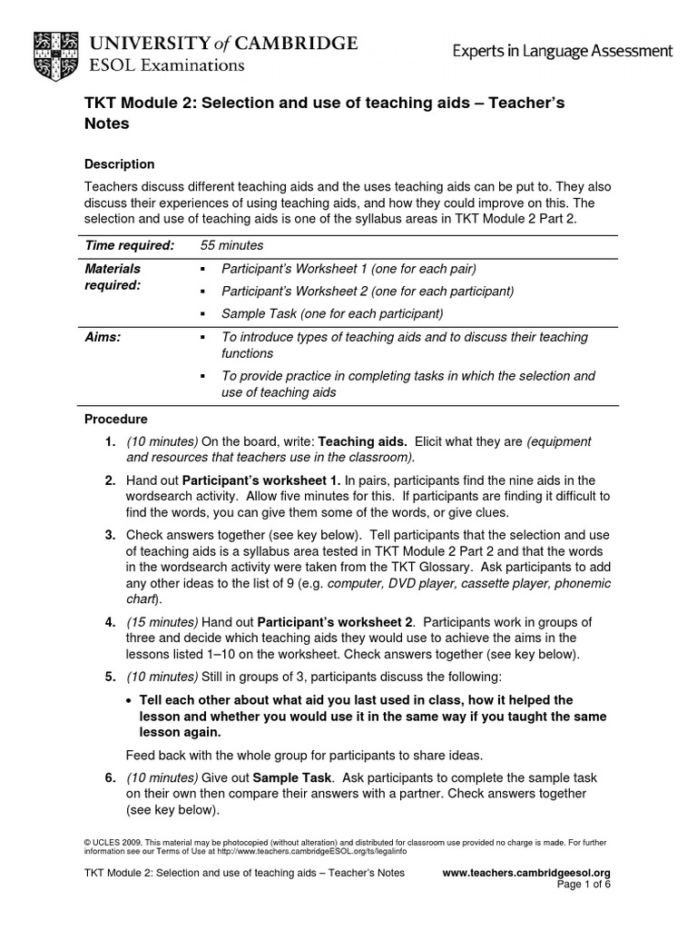 168893tktmodule2selectionanduseofteachingaids.pdf Classroom