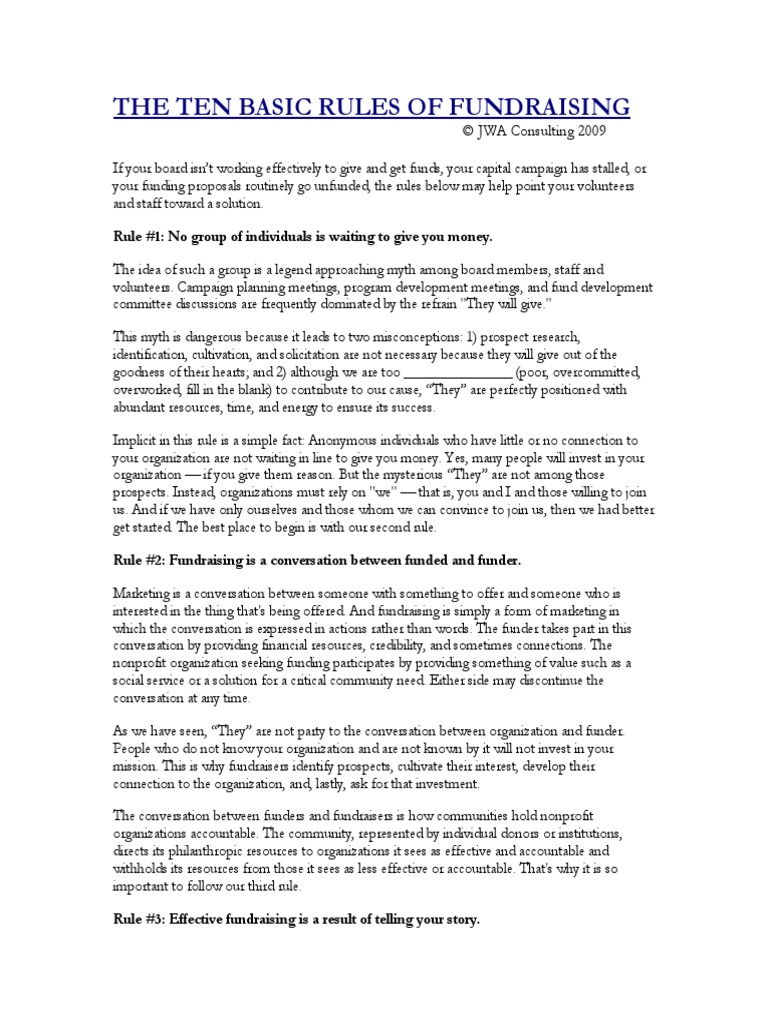 The Ten Basic Rules of Fundraising: Rule #1: No Group of Individuals Is ...
