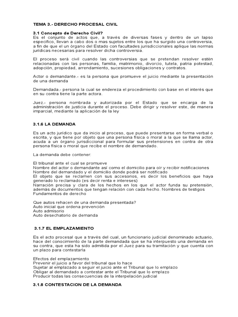 3 Derecho Procesal Civil | PDF | Demanda judicial | Evidencia (ley)