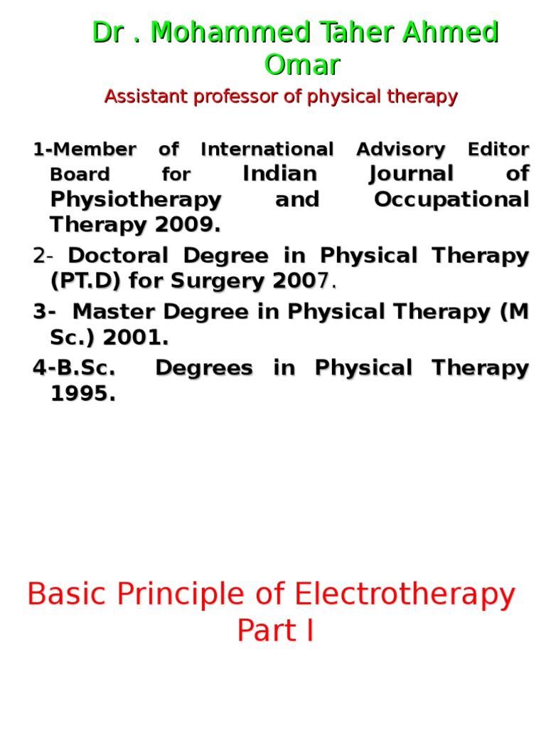 Principles of Electrotherapy Explained | PDF | Electrical Resistivity ...