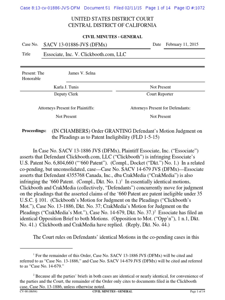 Order Granting Motion for Judgment on the Pleadings Pleading