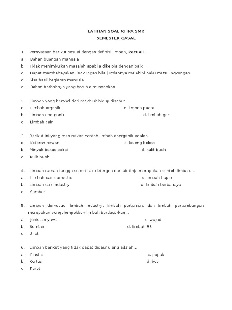 Soal Ipa Xi Kompos Guru Galeri