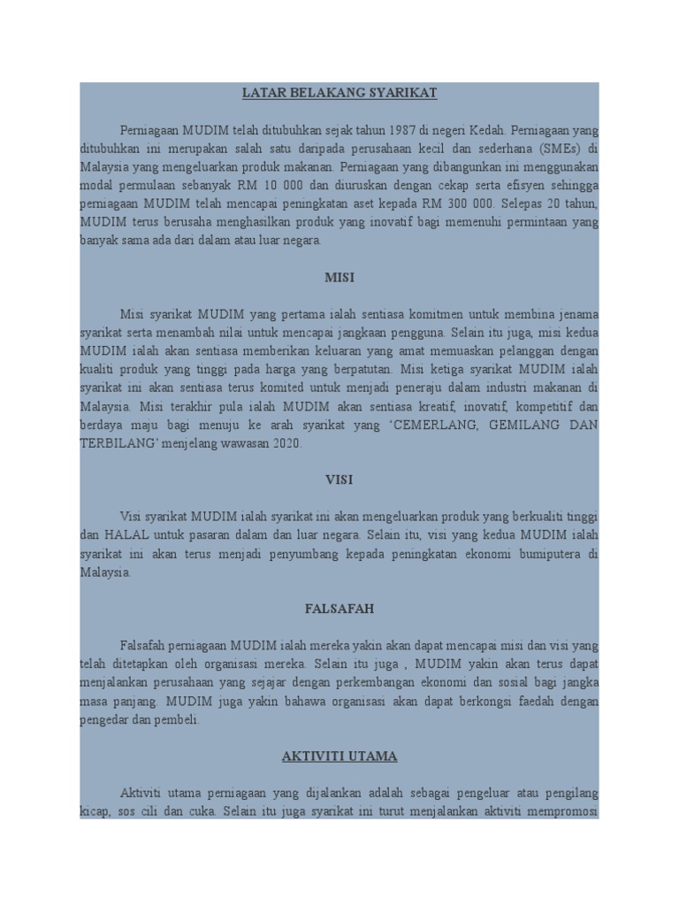 Latar Belakang Syarikat  PDF