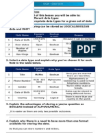 Data Types Worksheet