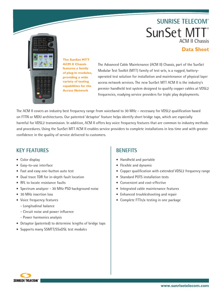 Sunrise Telecom SunSet MTT | PDF | Decibel | Hertz