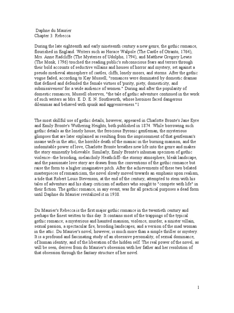 Chapter 3 Summary of Rebecca PDF Gothic Fiction