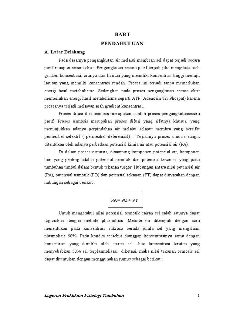 Contoh Laporan Praktikum Biologi Tentang Difusi Dan 