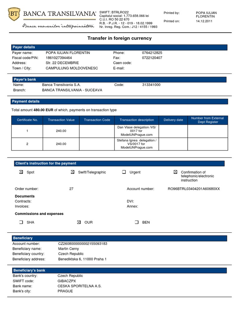 Foreign Currency Transfer Details | PDF | Finance & Money Management