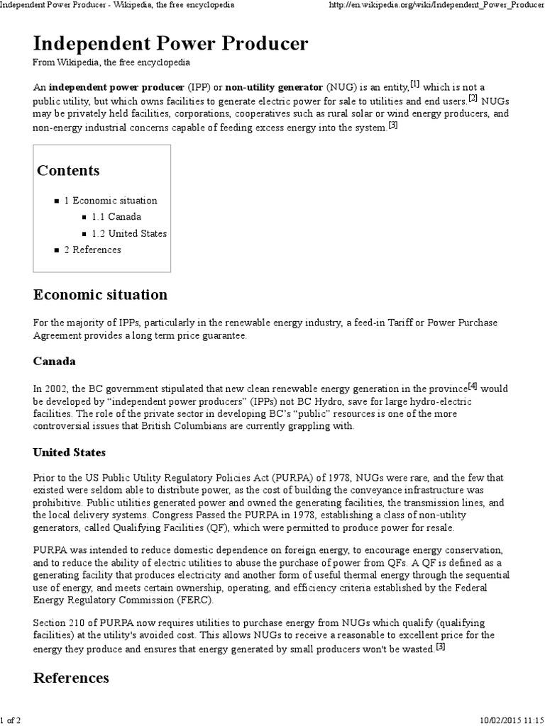 Overview of Independent Power Producers | PDF | Physical Universe ...