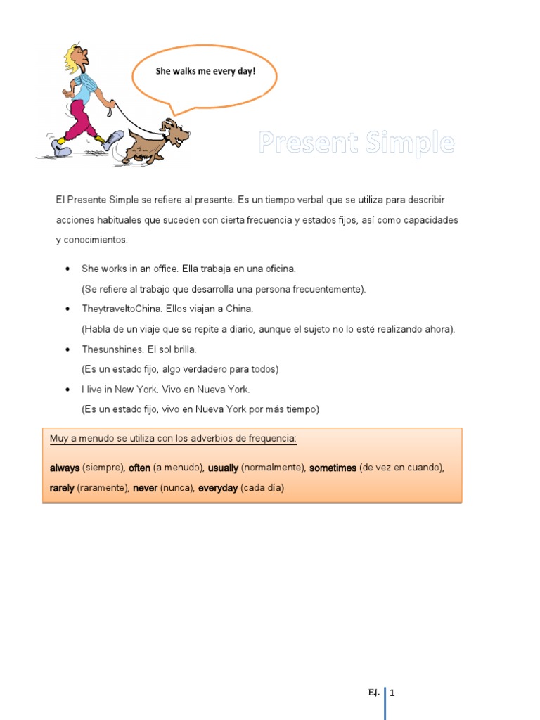 Teoría del Presente Simple en Inglés | PDF | Verbo | Asunto (gramática)