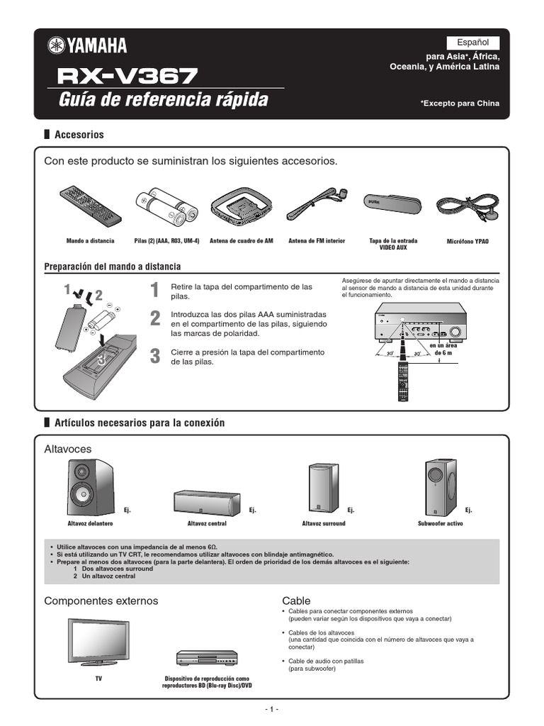 Manual Yamaha RX-V367 | Hdmi | Altoparlante