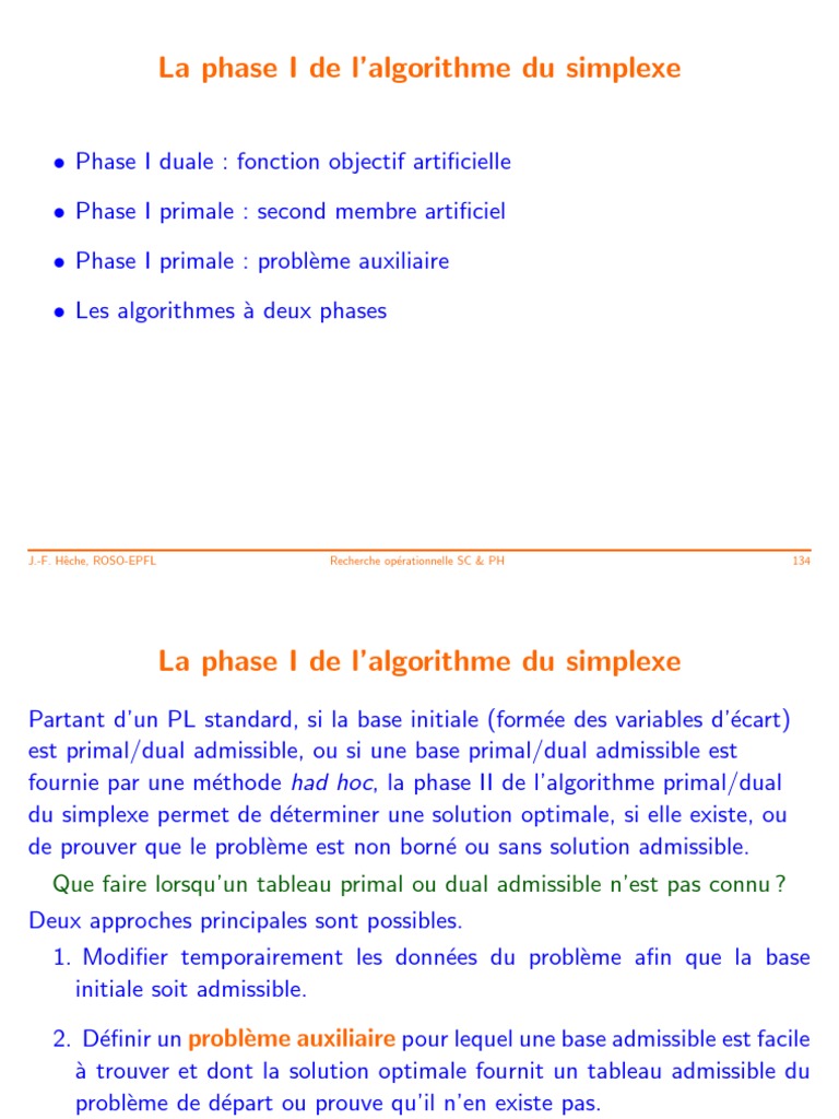 Phase I de l'algorithme du simplexe | PDF | Optimisation linéaire ...