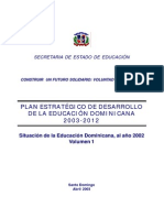 Dominican Republic Plan Estrategico de Desarrollo de La Educacion