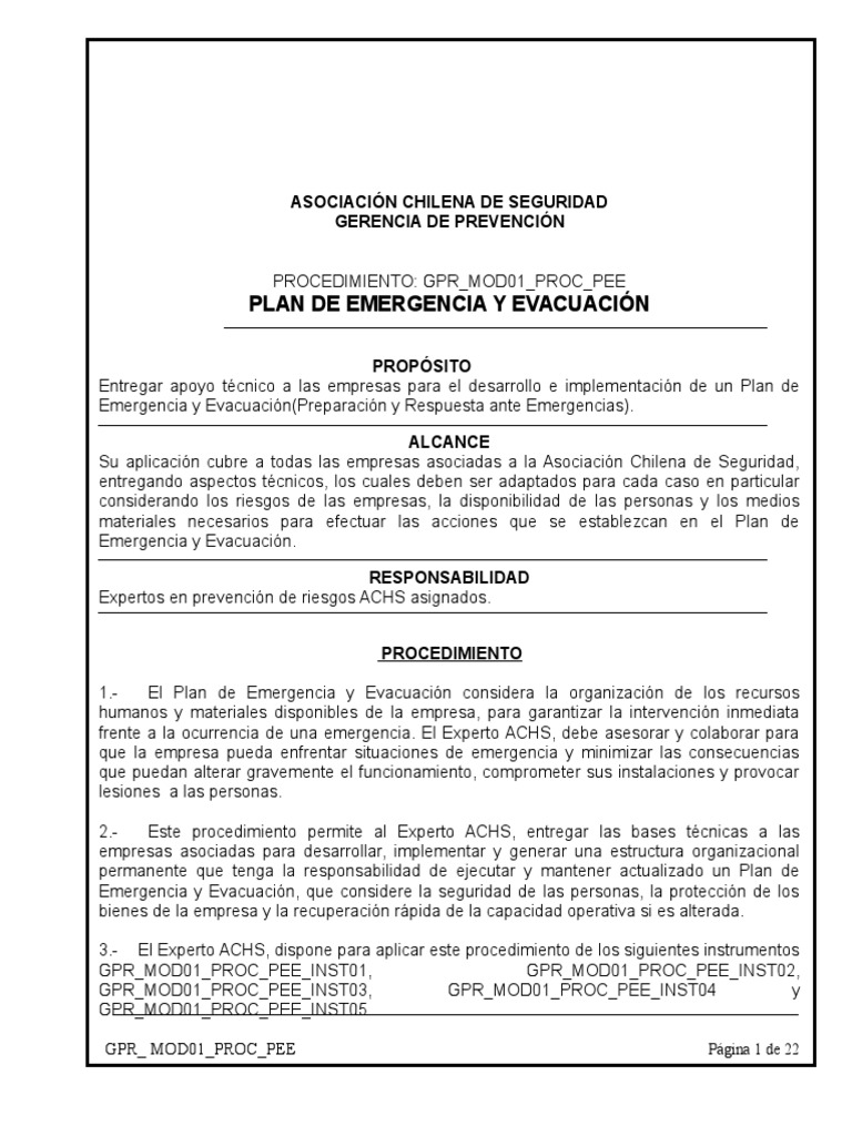 Plan de Emergencia y Evacuación | Descargar gratis PDF | Bombero | La ...