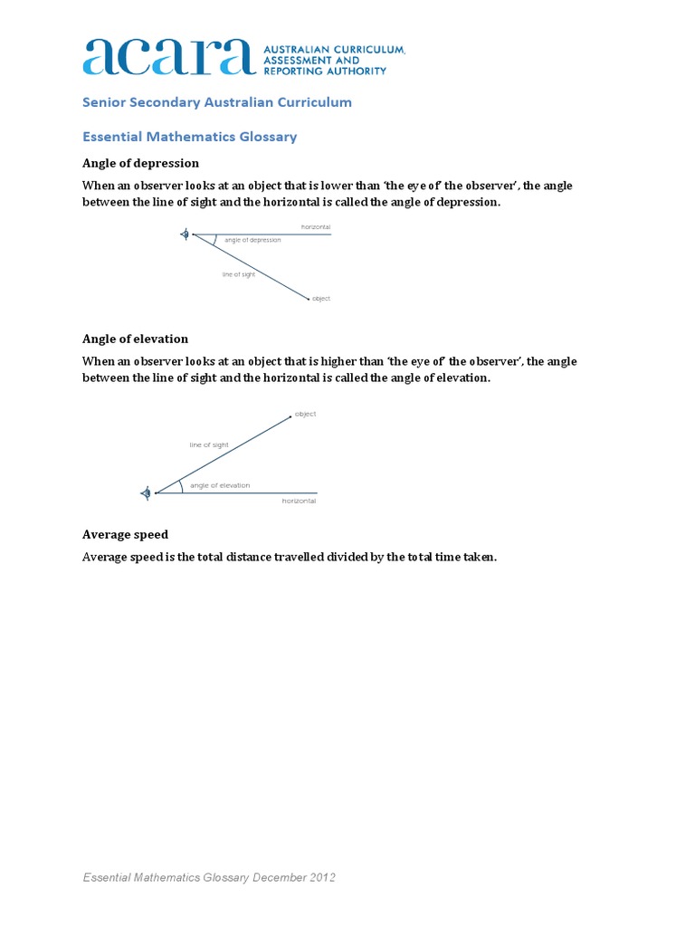 Essential Mathematics Glossary PDF PDF Trigonometric Functions