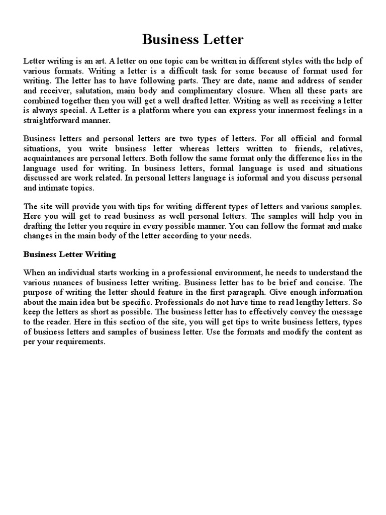 Types and Formats of Business Letters | PDF | Communication | Business