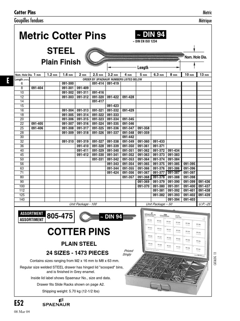 Metric Cotter Pins: Steel | PDF | Home & Garden