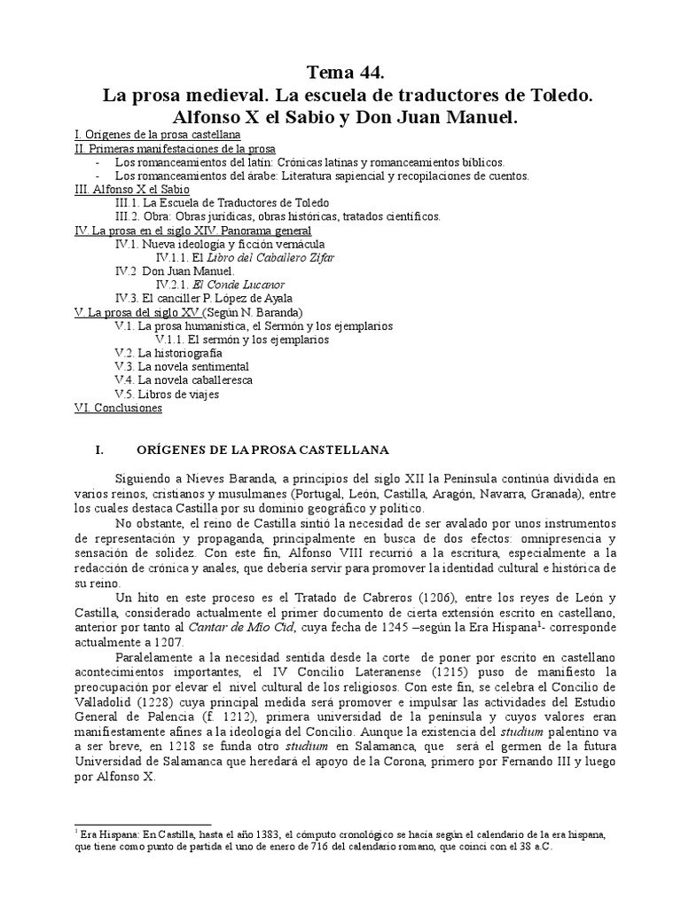 Tema 44 La Prosa Medieval Pdf Traducciones Historiografía