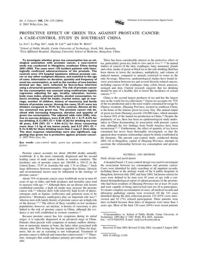 Green Tea Prostate Cancer PDF Green Tea Prostate Cancer