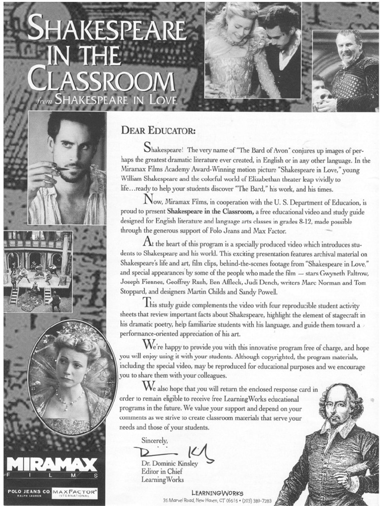 Shakespeare in The Classroom Companion Guide PDF | PDF | William ...