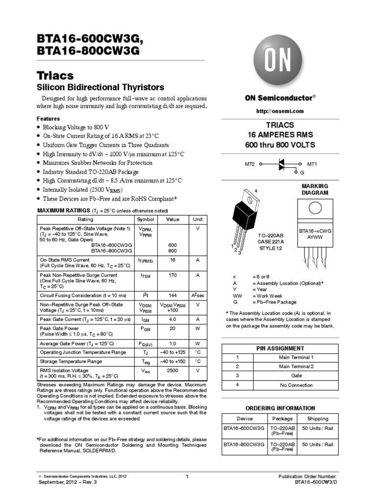 BTA16-600CWRG Triac 16A 600V &ndash; Nuovo E Originale, Componente Elettronico Per Le Tue Riparazioni