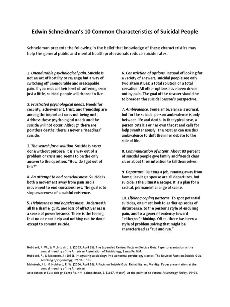 Characteristics of Suicidal Individuals | PDF | Suicide | Pain