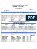 US Standardized Testing Schedule For The 2014-2015 Academic Year