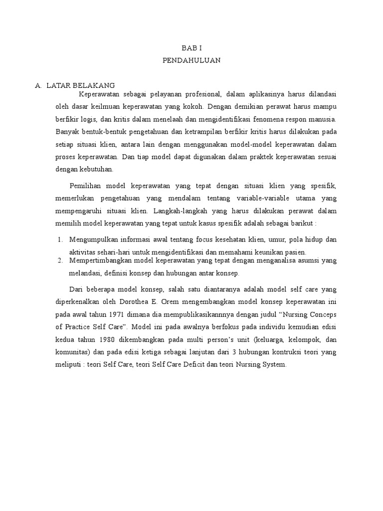 Tugas Teori Dorothea Orem Pdf