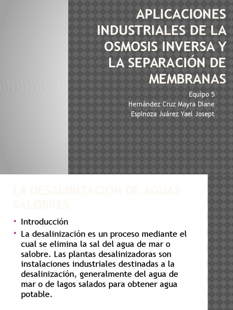 Aplicaciones industriales de la osmosis inversa