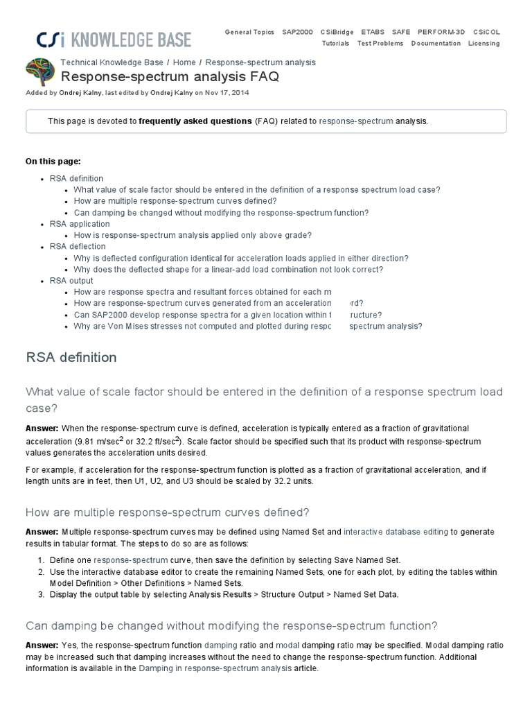Response Spectrum Analysis FAQ | PDF | Normal Mode | Spectrum