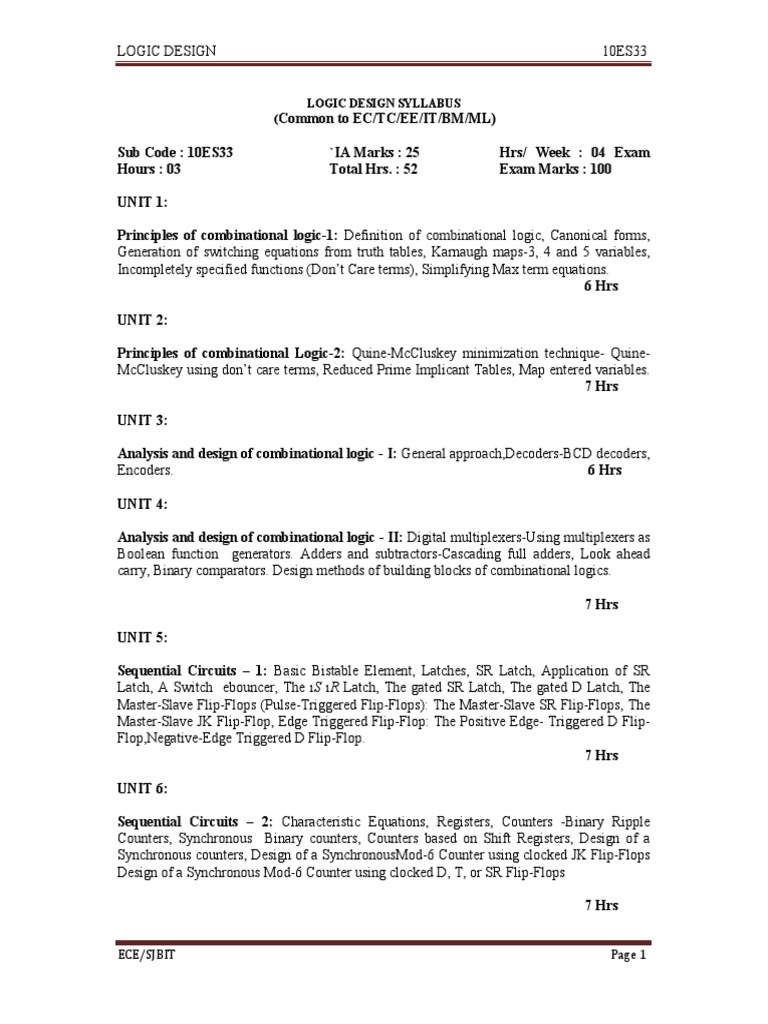 Ece Iii Logic Design 10es33 Notes Pdf Logic Gate Electronic Design