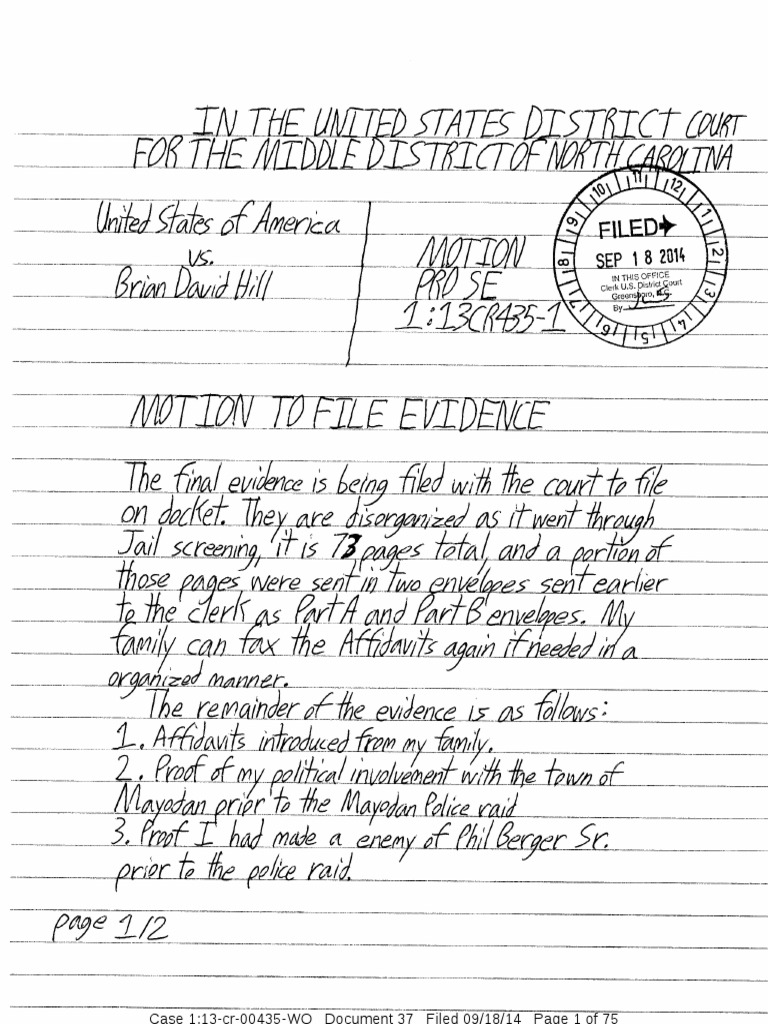 37 - Motion To File Evidence (75 Pages of Evidence Submitted To The ...