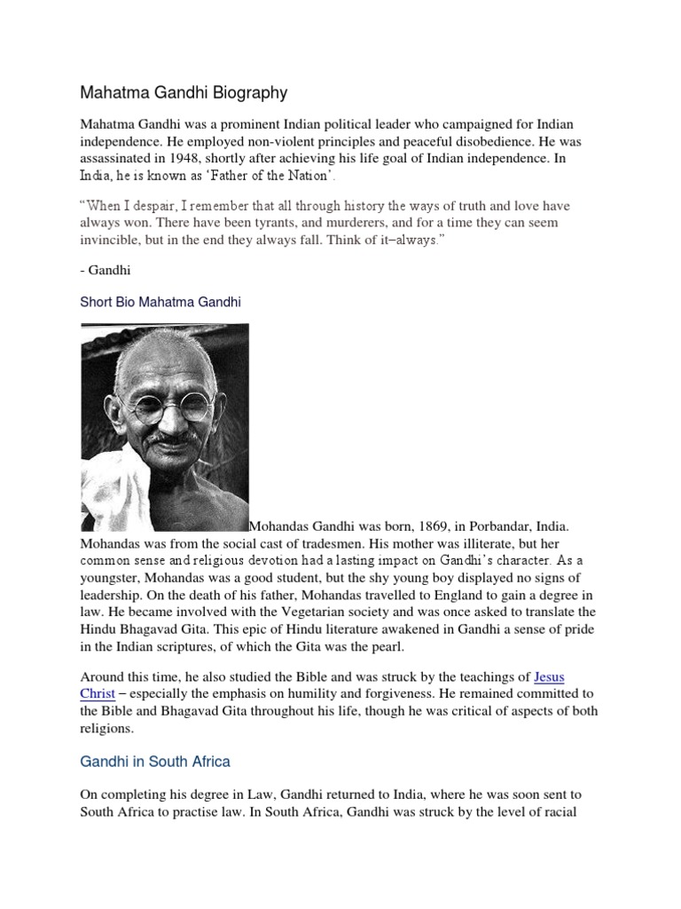 Mahatma Gandhi Biography Mahatma Gandhi Partition Of India